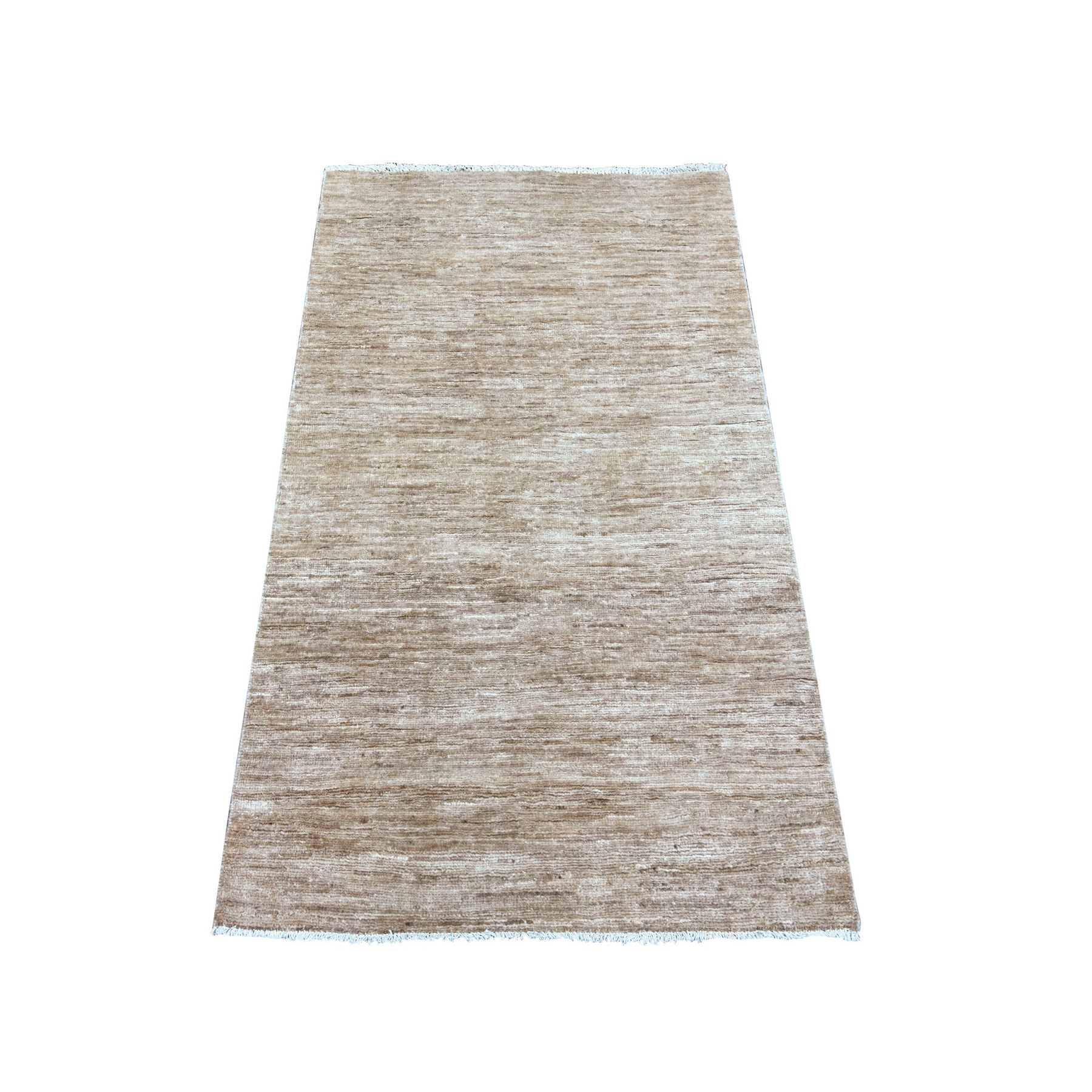 2'10"x4'9" Beaver Brown, Plain Solid Pattern, Hand Knotted, Hand Spun Ghazni Wool, Lush and Plush, Oriental Rug 